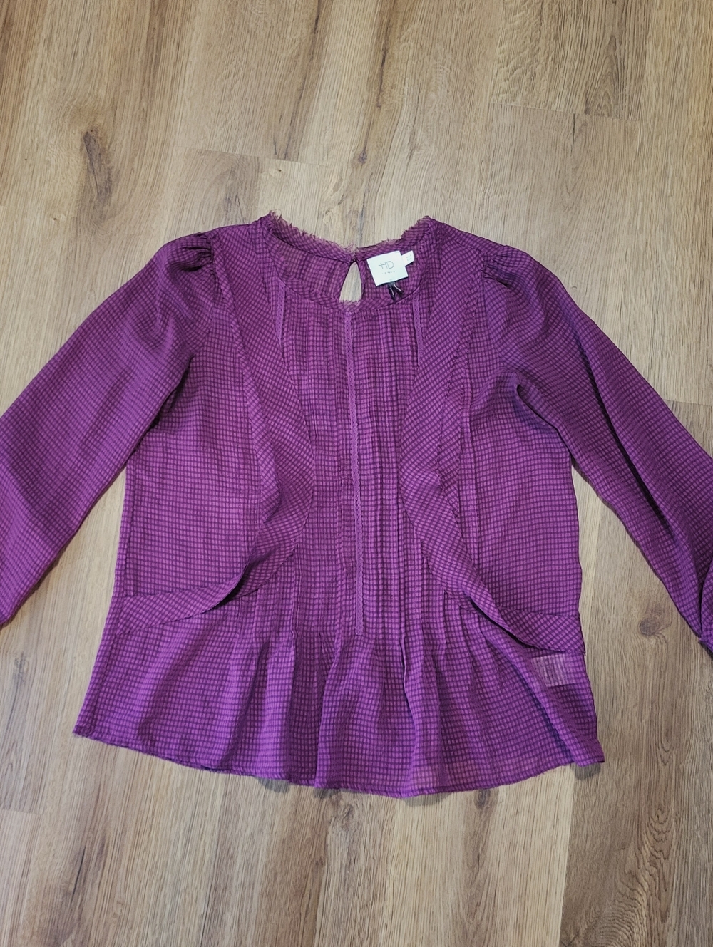 HD in Paris Anthropologie Thistleberry Blouse Fushia Long Sleeve Top Shirt sz 4 - Picture 9 of 9